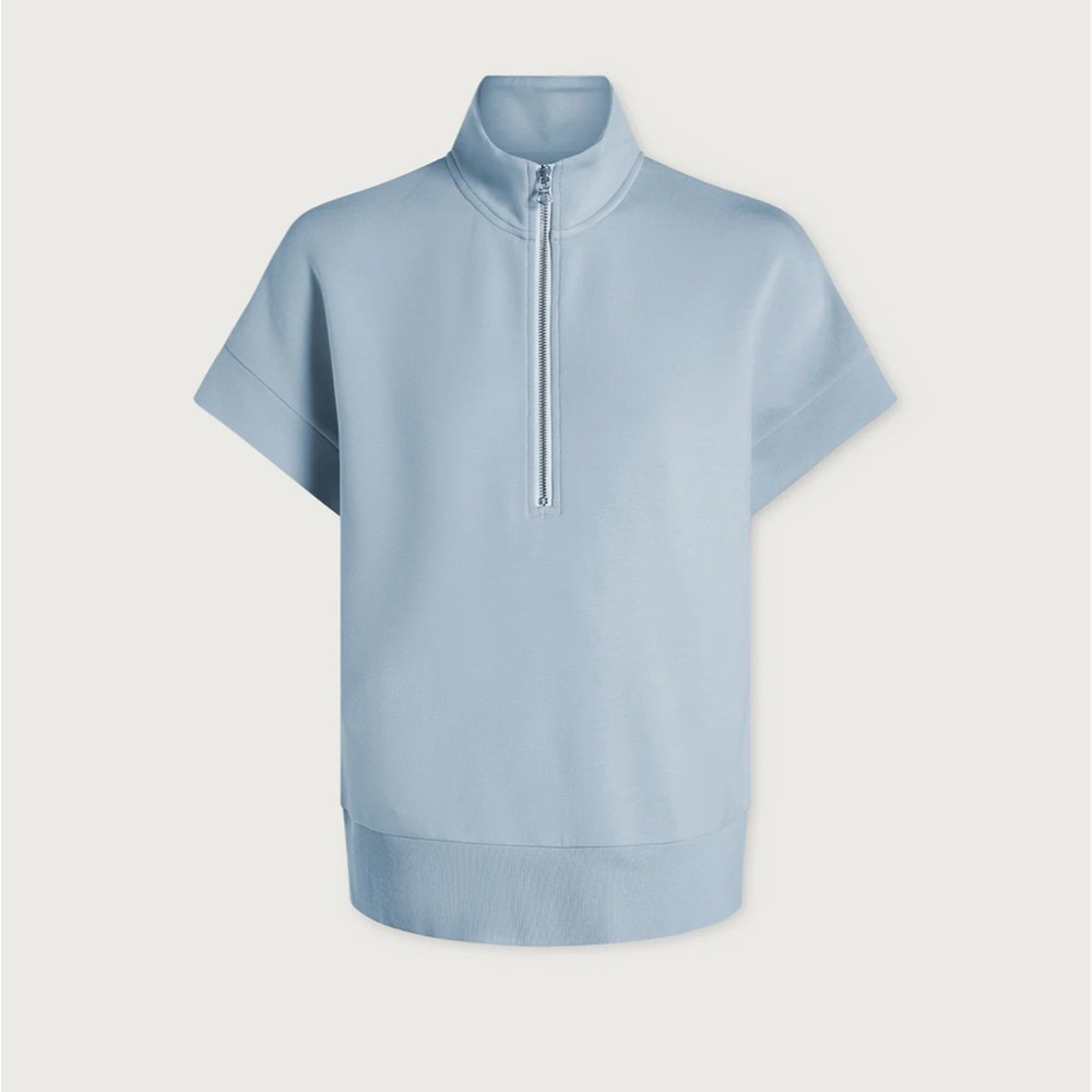 Varley Ritchie Short Sleeve Half-Zip Top Blue NWT